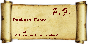 Paskesz Fanni névjegykártya
